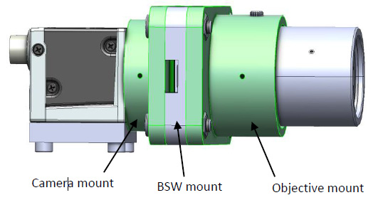 帶有攝像頭、BSW-20 和物鏡的組件 CAD 模型